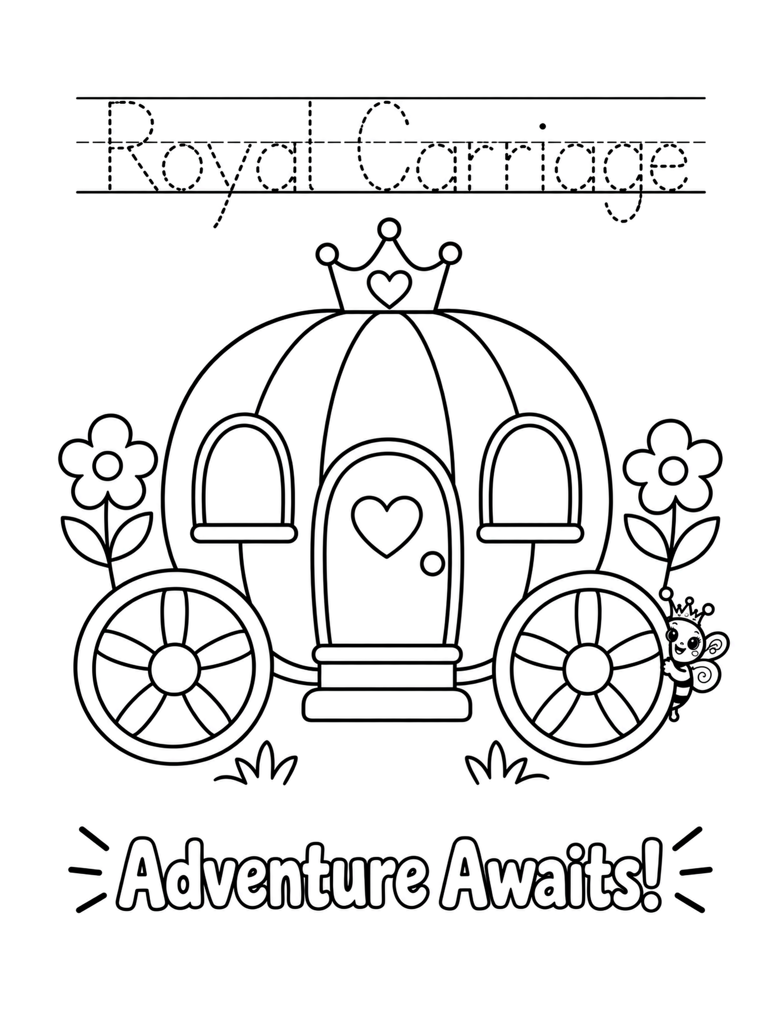 Royal Carriage coloring page — example of a hidden Bumbley page